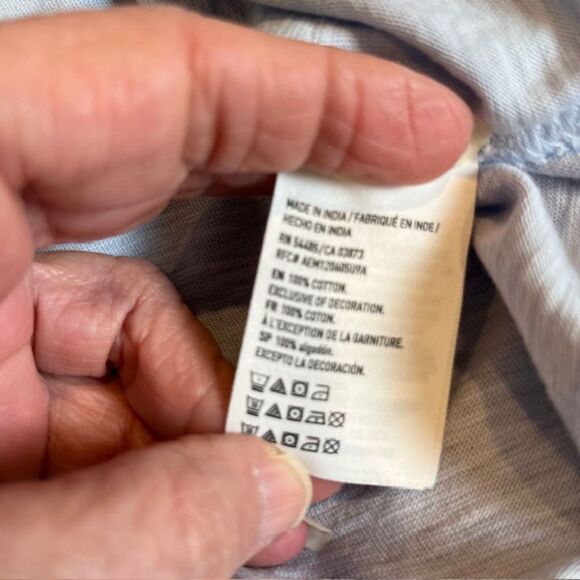 American Eagle Off the Shoulder Women's Light Blue Top with White Embroidery S - Picture 5 of 10